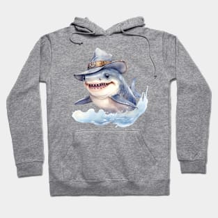 Great White Shark Wearing a Cowboy Hat Hoodie